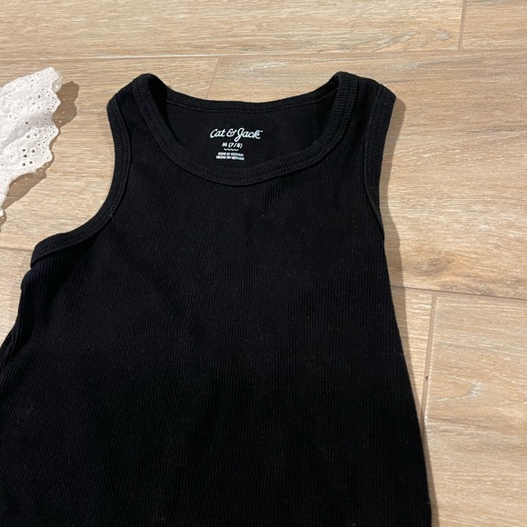 CAT & JACK white top & short sleeve black tank top size medium 7/8 girls - Picture 2 of 6